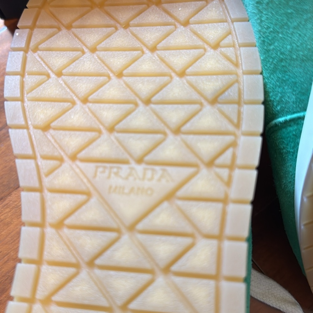 Prada Green Suede Sneakers with White Laces - Picture 10 of 11